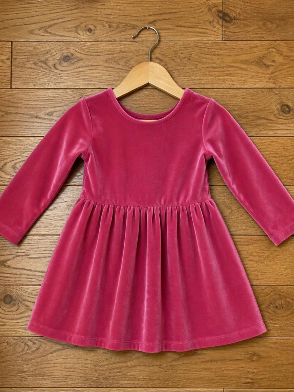 Tea Collection Girls Pink Velvet Velour Long Sleeve Dress Size 2